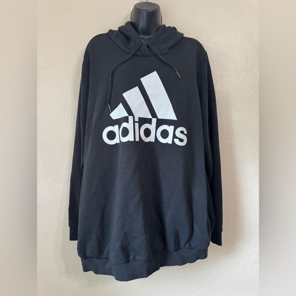 Adidas Men's Black and White Logo Hoodie